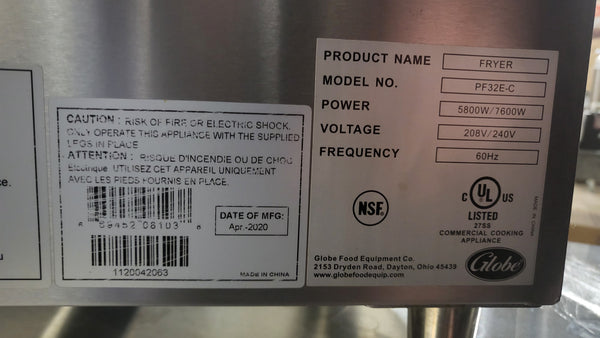 Globe PF32E-C - 32 lb. Electric Countertop Fryer