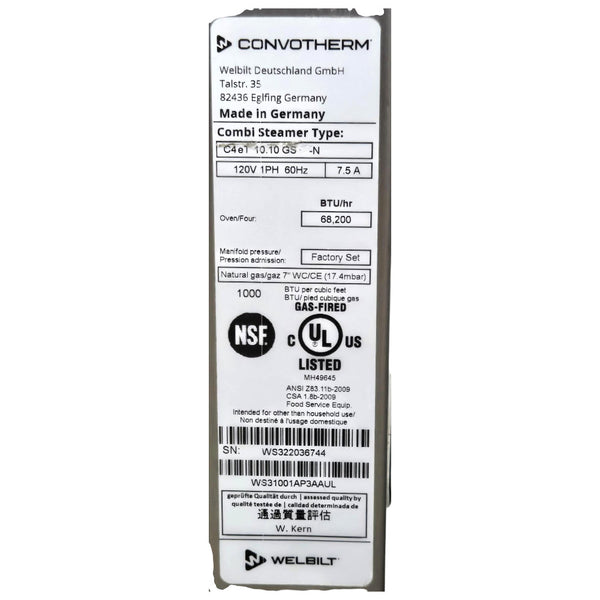 Convotherm C4T10.10GS-N Combi Oven - Natural Gas - With Stand