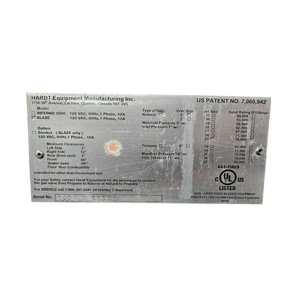 Hardt Blaze 40 Bird - Chicken Rotisserie - Natural Gas