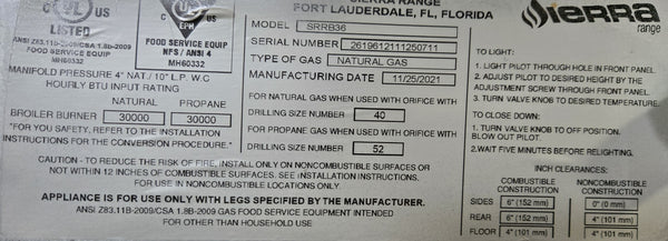 Sierra SRRB-36 Countertop Radiant Charbroiler - Natural Gas