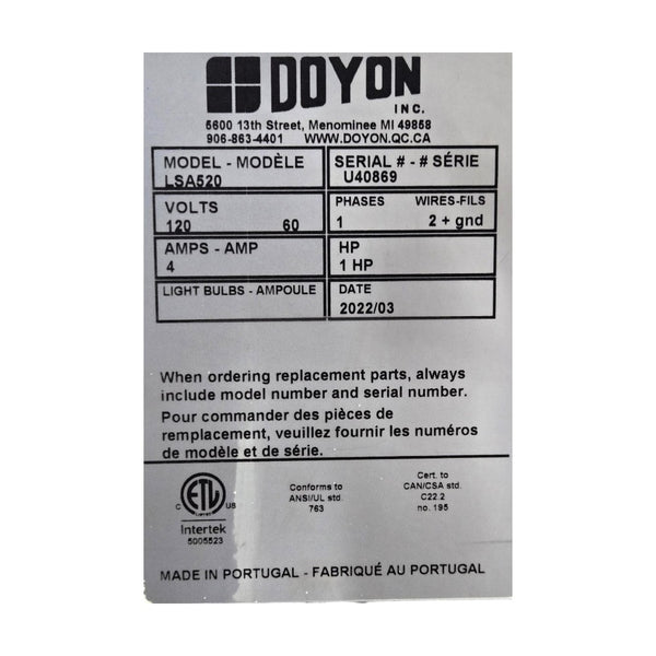 Doyon LSA520 Reversable Countertop Dough Sheeter - 20 x 78 Inch