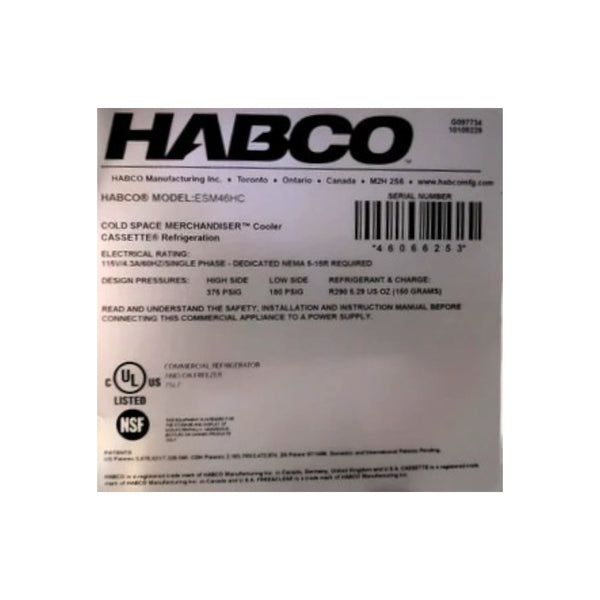Habco ESM46HC Glass Door Refrigerated Merchandiser
