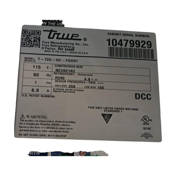 TRUE T-72G-HC-FGD01 - Upright Freezer 78''