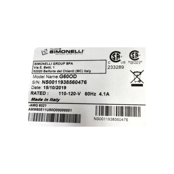 Nuova Simonelli G60OD Automatic Espresso Grinder - On Demand