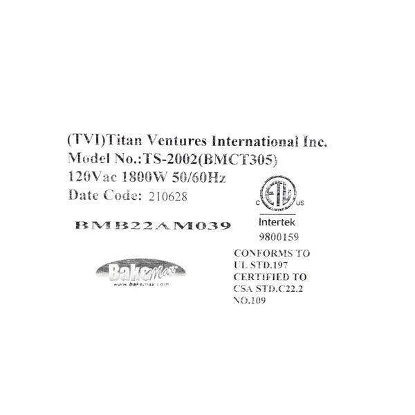 BakeMax TS-2002BMCT305 Conveyor Toaster