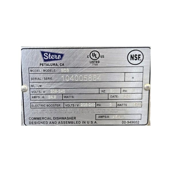 Hobart SD3-2 Door-Type Dishwasher with Built-In Booster Heater