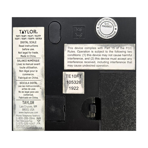 Taylor TE10FT Compact Digital Scale - 11 Lb