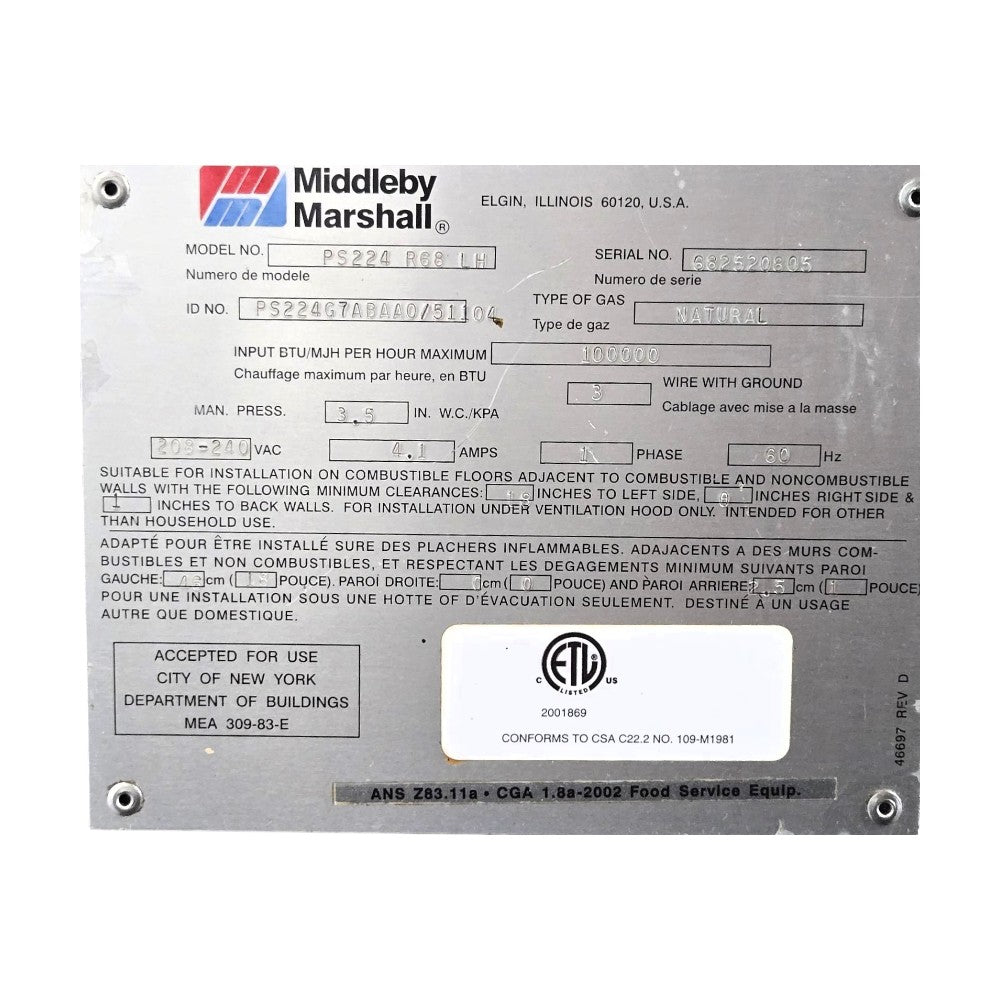 Middleby Marshall PS224-D Conveyor Oven - Natural Gas