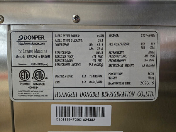 Donper D-800H Soft Serve Machine