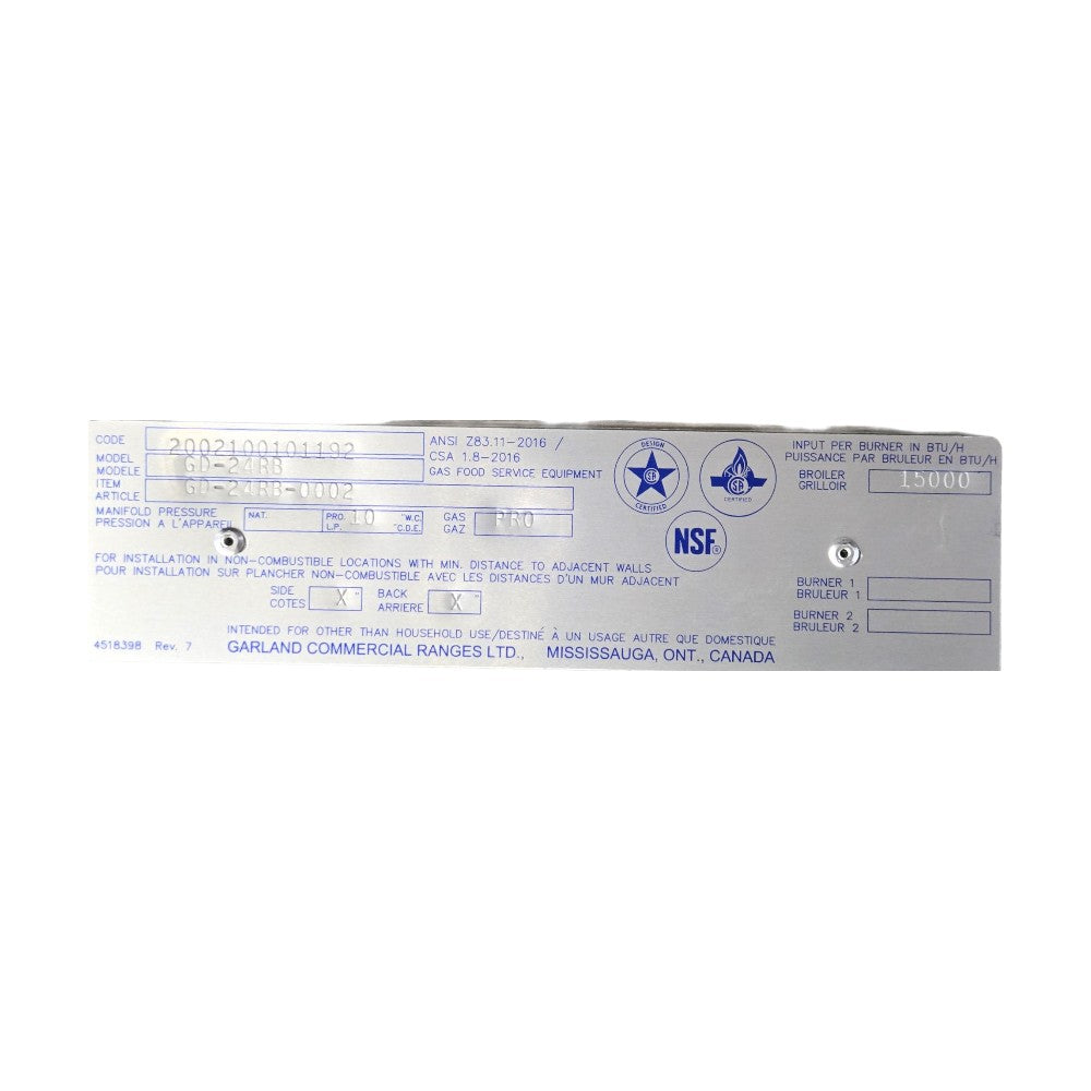 Garland GD-24RB Charbroiler - Natural Gas