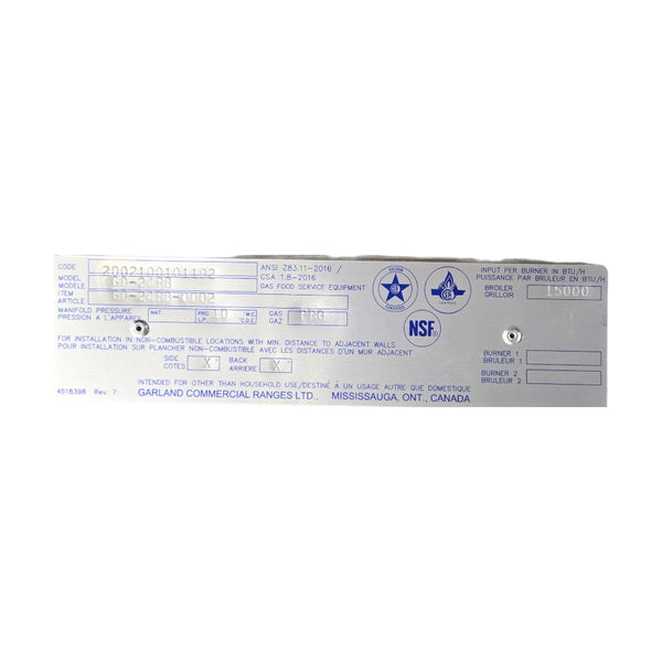 Garland GD-24RB Charbroiler - Natural Gas