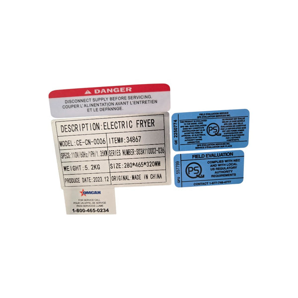 Omcan CE-CN-0006 Electric Countertop Fryer