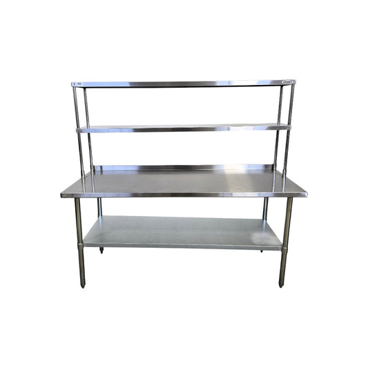 Stainless Steel Work Table with Backsplash  and Double OverShelf