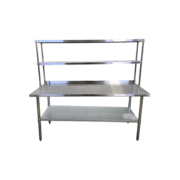 Stainless Steel Work Table with Backsplash  and Double OverShelf
