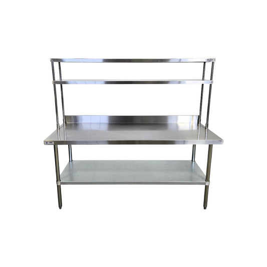 Stainless Steel Work Table with Backsplash  and Double OverShelf
