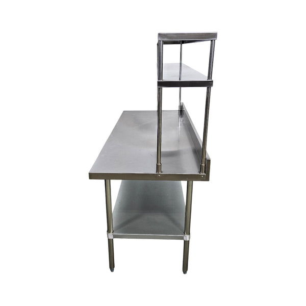 Stainless Steel Work Table with Backsplash  and Double OverShelf