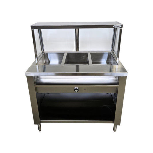 MVR HT3WELL Single Tank Steam Table with Sneeze Guard