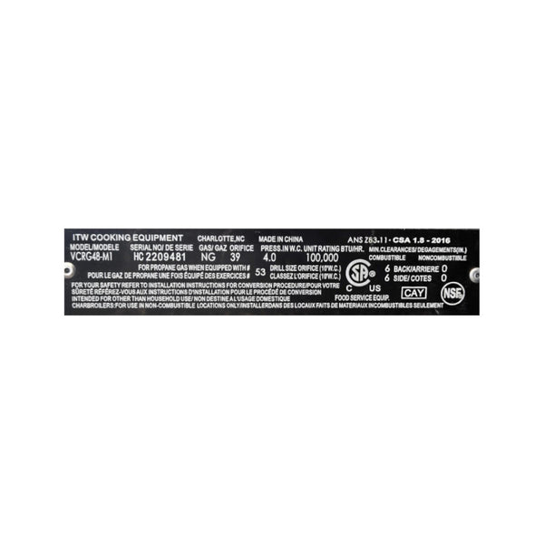 Vulcan VCRG48-M1 Griddle - 48'' - Nat Gas
