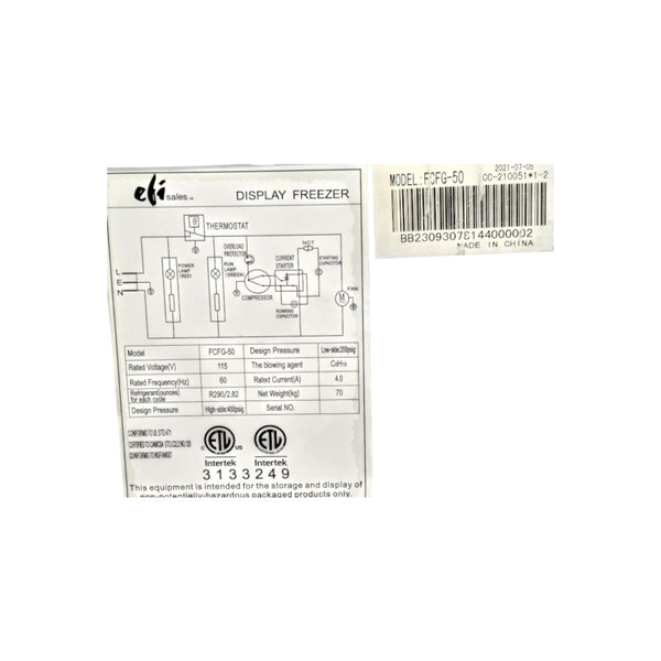 EFI FCFG-50 Display Freezer