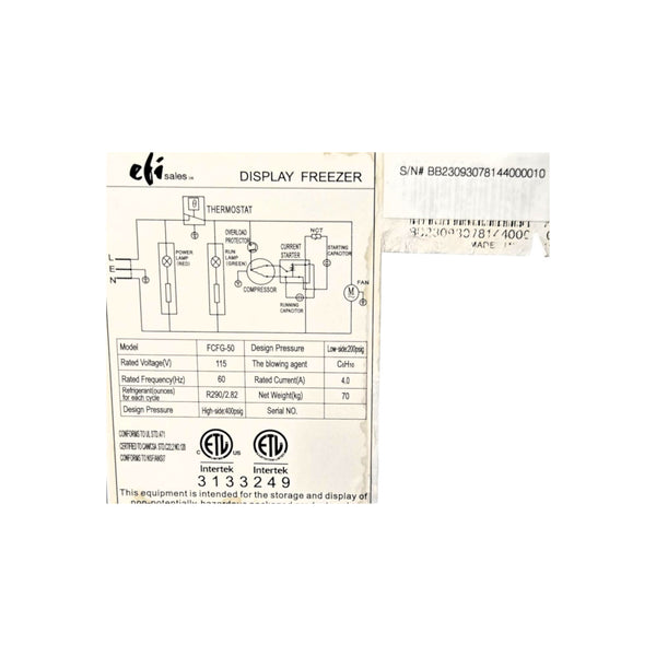 EFI FCFG-50 Display Freezer