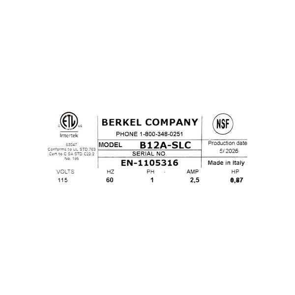 Berkel B12A-SLC Meat Slicer