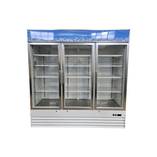 Omcan RE-CN-0052-HC Upright Display Cooler - 3 Glass Door - 78'' - No Wheels