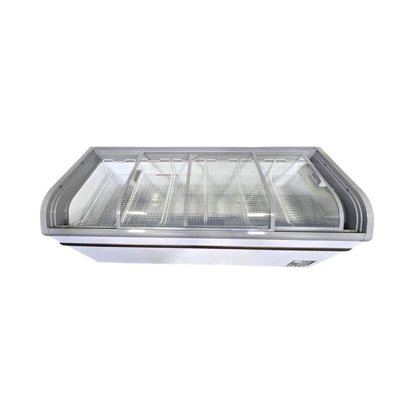 Omcan FR-CN-2007 Ice Cream Display Chest Freezer with Curved Glass Top 79''