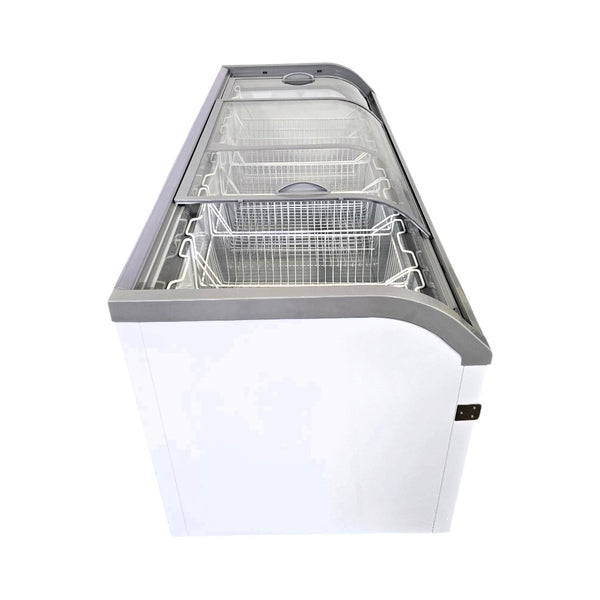Omcan FR-CN-2007 Ice Cream Display Chest Freezer with Curved Glass Top 79''