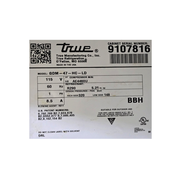TRUE GDM-47-HC-LD Sliding Glass Door Merchandiser - 54 Inch