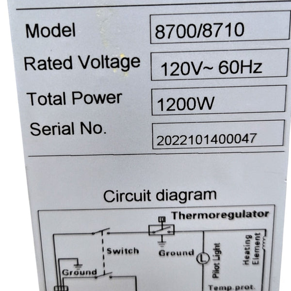 Reliant 8700/8710 Electric Food Warmer