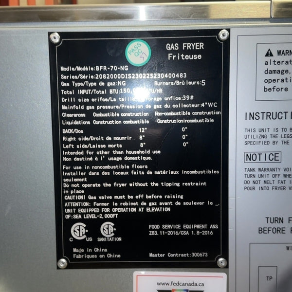 Brika BFR-70-NG Fryer - Nat Gas