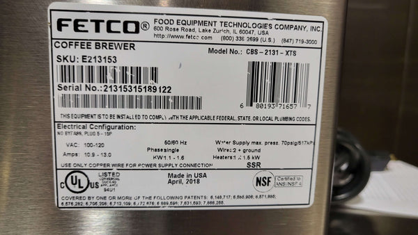 Fetco CBS-2131-XTS Coffee Brewer (4)