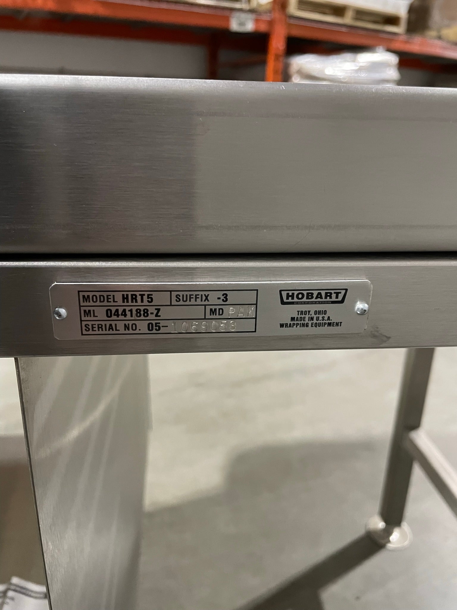 Hobart HRT5-3 Roller Table